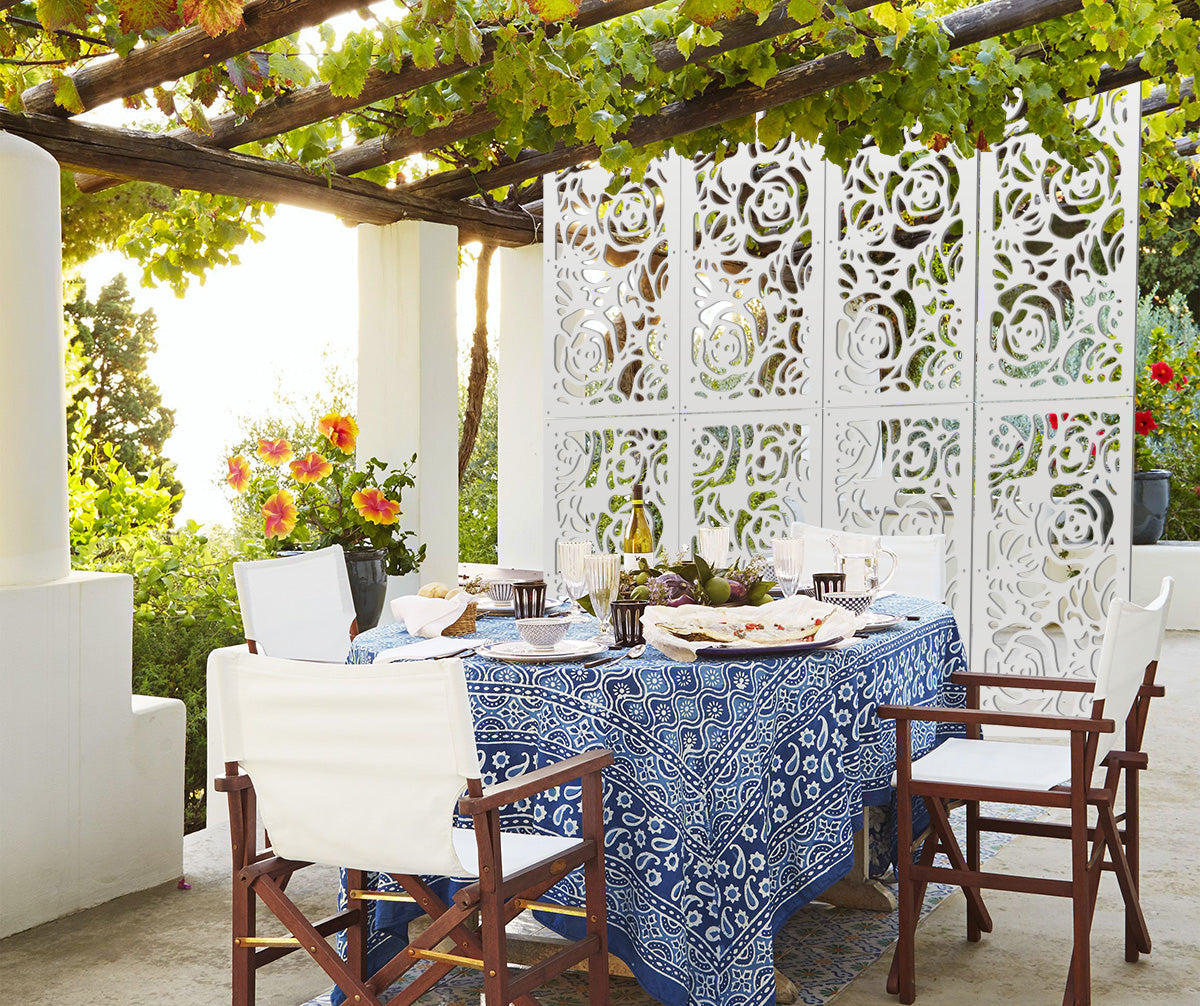 ROSES - Pannello in PVC traforato - Parasole Misura: 98x198 cm, Colore: bianco