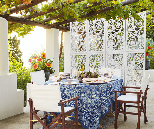 ROSES - Pannello in PVC traforato - Parasole Misura: 98x198 cm, Colore: bianco