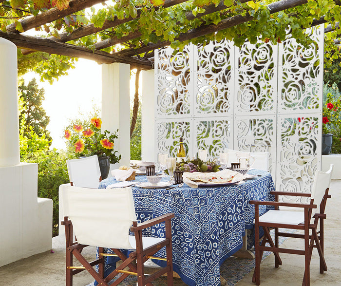 ROSES - Pannello in PVC traforato - Parasole Misura: 98x198 cm, Colore: bianco