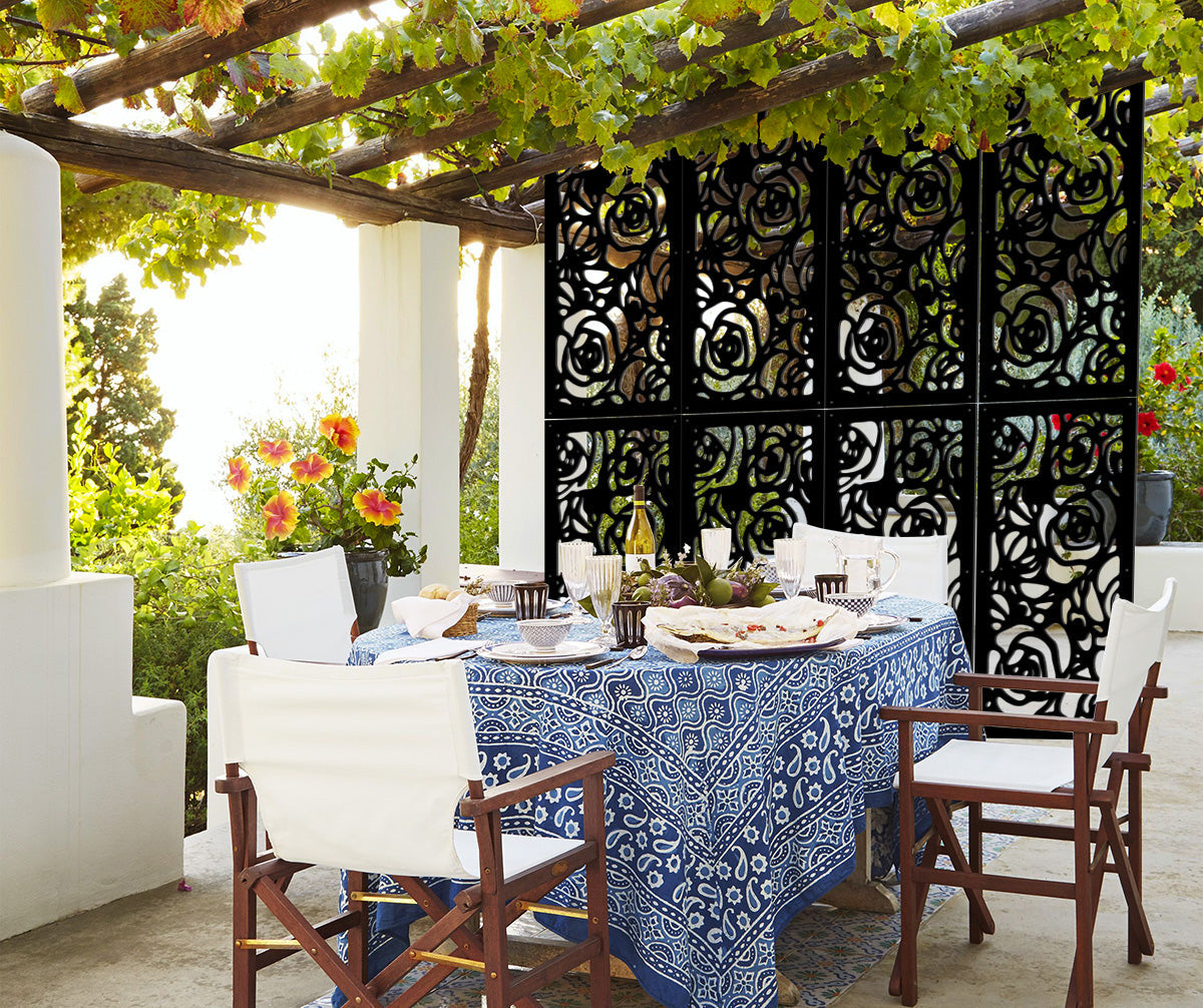 ROSES - Pannello in PVC traforato - Parasole Misura: 50x150 cm, Colore: nero