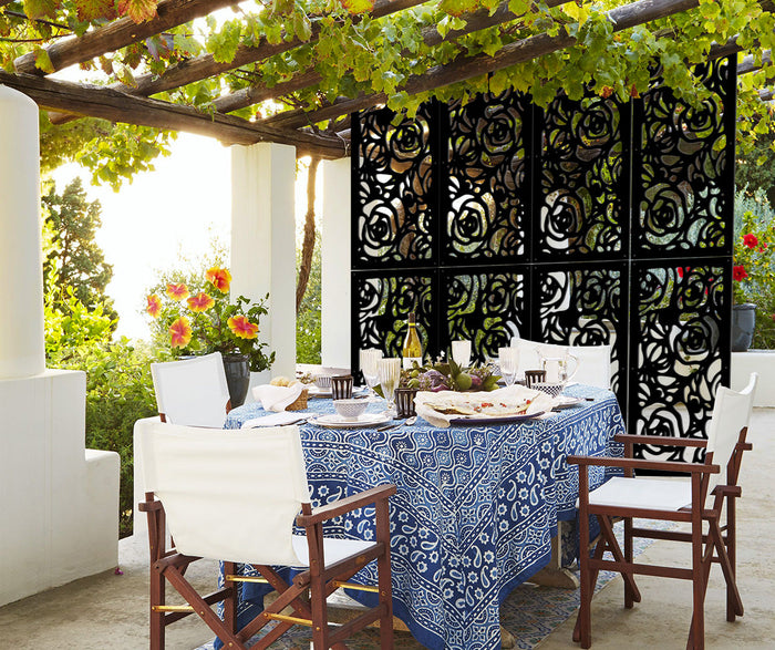 ROSES - Pannello in PVC traforato - Parasole Colore: nero, Misura: 50x150 cm