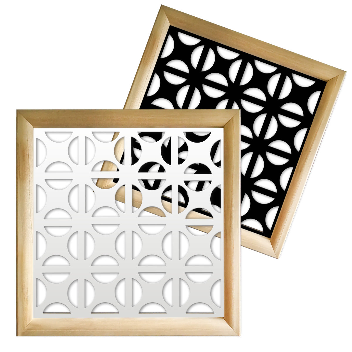 ROUNDCROSS - Moduli Decorativi in Legno e PVC Misura: 98x98 cm, Colore: nero