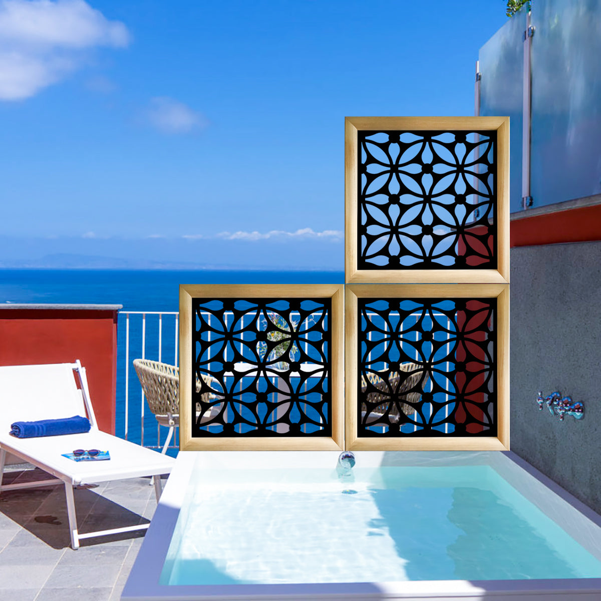 SAMURA - Moduli Decorativi in Legno e PVC Colore: nero, Misura: 73x73 cm