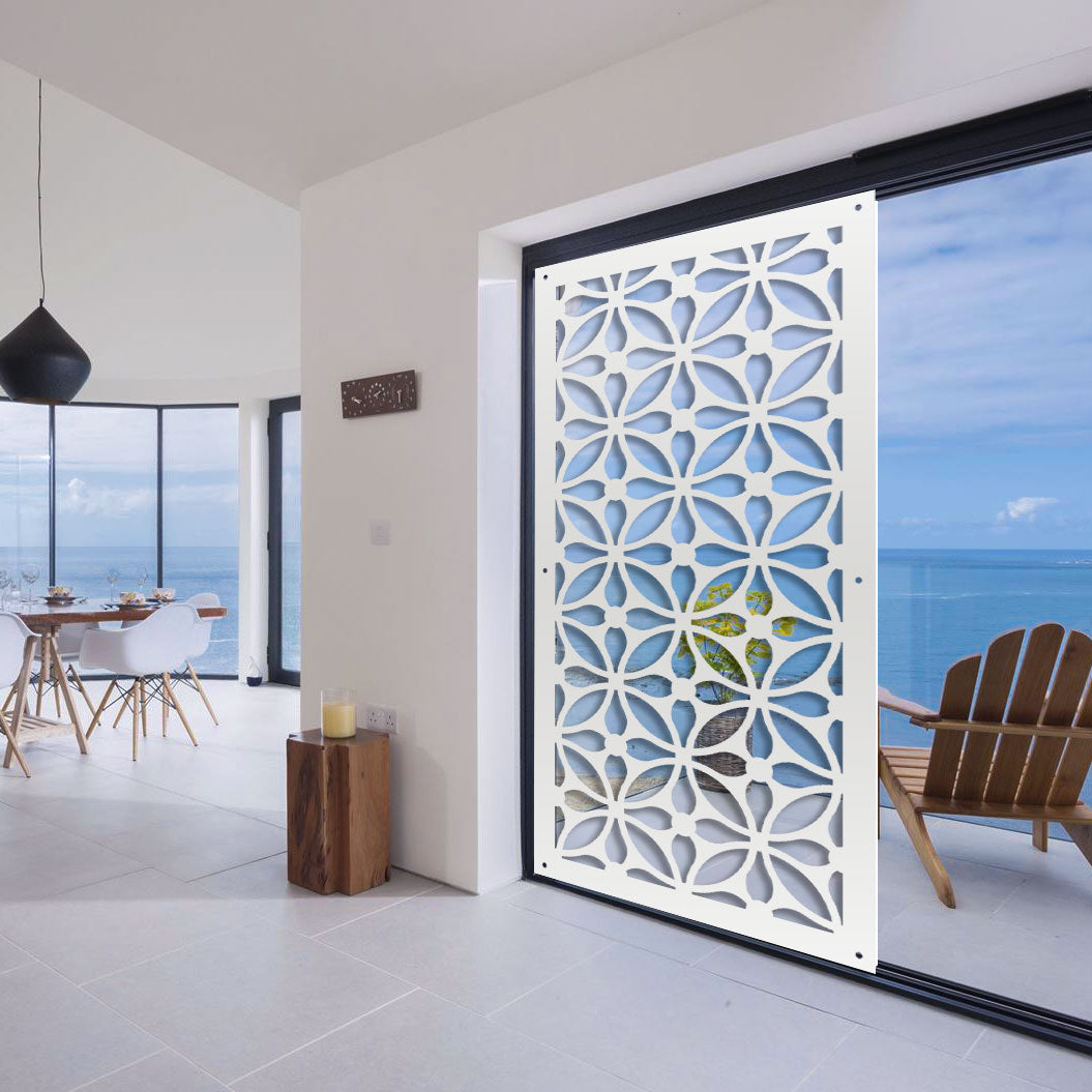 SAMURA - Pannello in PVC traforato - Parasole Misura: 73x148 cm, Colore: bianco