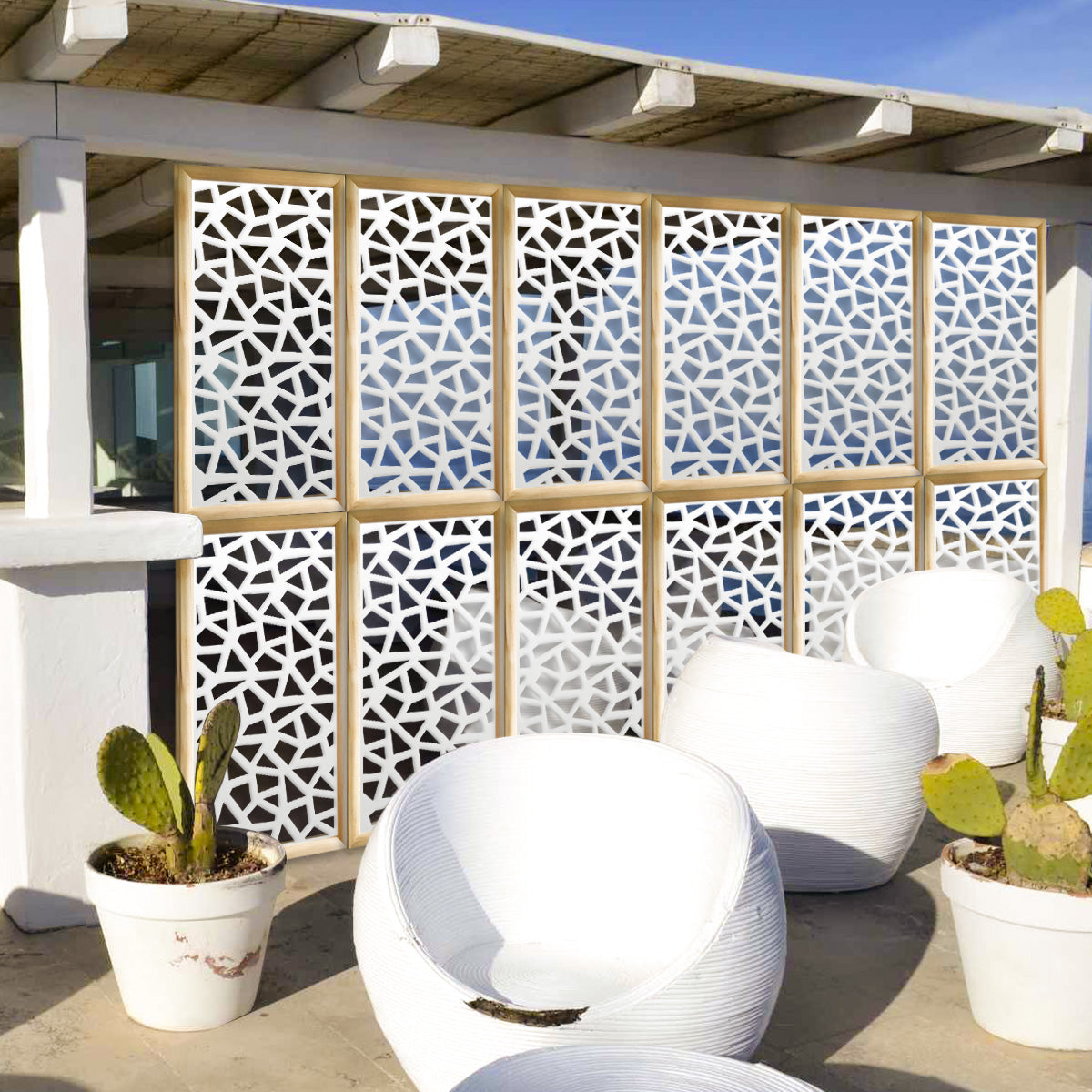 SEGMENTI - Moduli Decorativi in Legno e PVC Colore: bianco, Misura: 47x94 cm