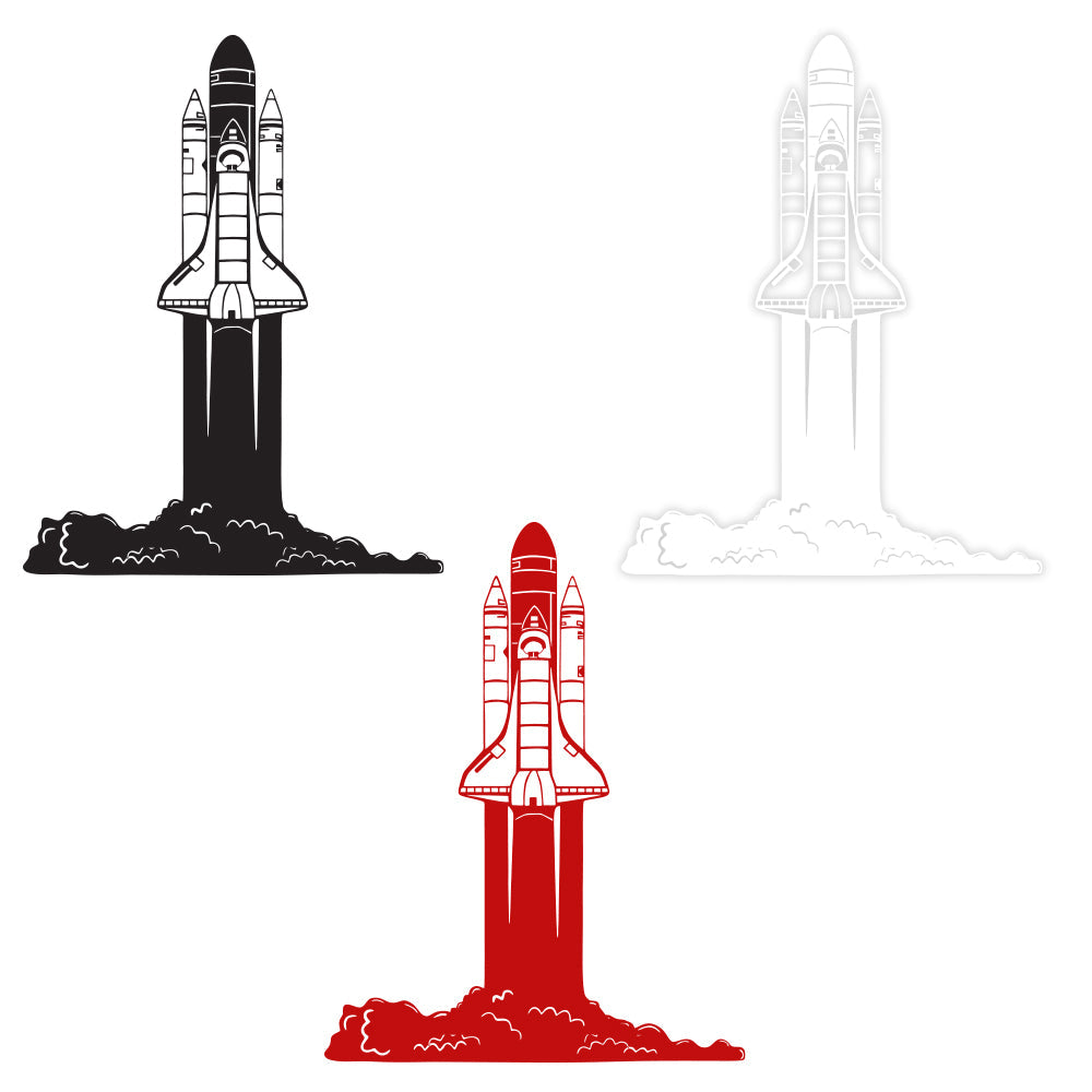 SPACE SHUTTLE - Adesivo murale wall sticker in vinile 55x70 cm Colore: nero