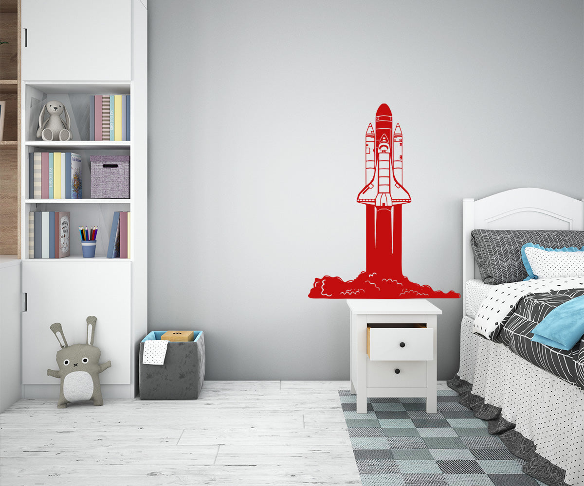 SPACE SHUTTLE - Adesivo murale wall sticker in vinile 55x70 cm Colore: Rosso
