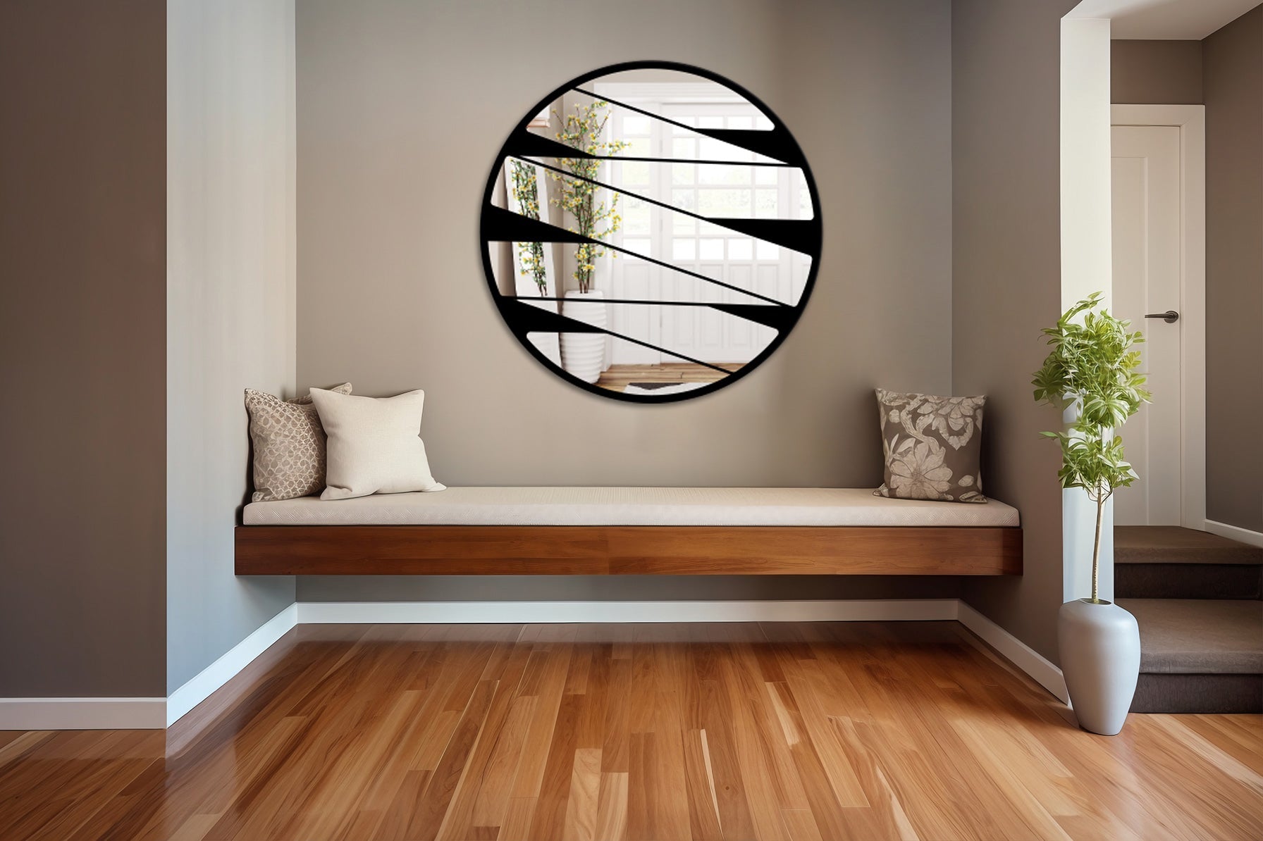 Specchio infrangibile in PVC alta densità modello BLOOM colore nero misura 70x70 cm Misura: 70x70 cm