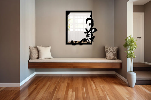 Specchio infrangibile in PVC alta densità modello HOUSE GARDEN colore nero misura 50x55 cm Misura: 50x55 cm