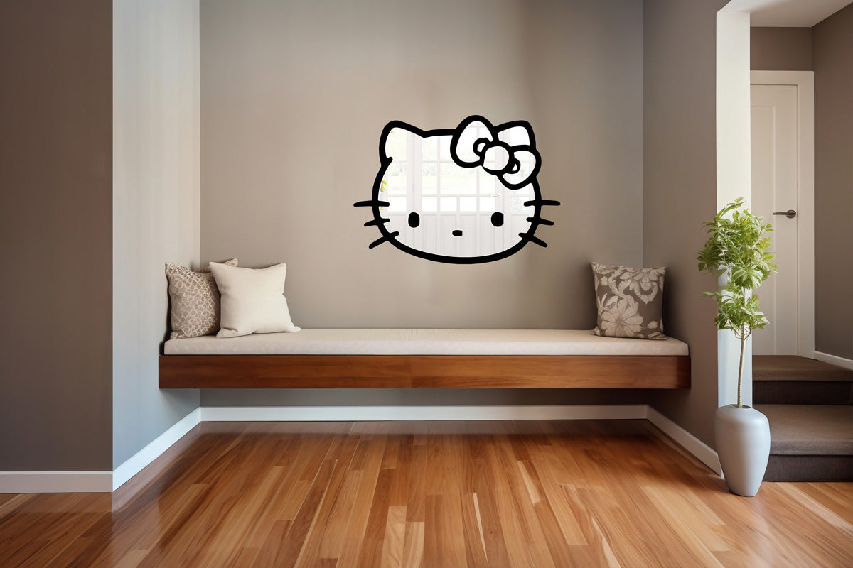 Specchio infrangibile in PVC alta densità modello KITTY colore nero misura 50x35 cm Misura: 50x35 cm