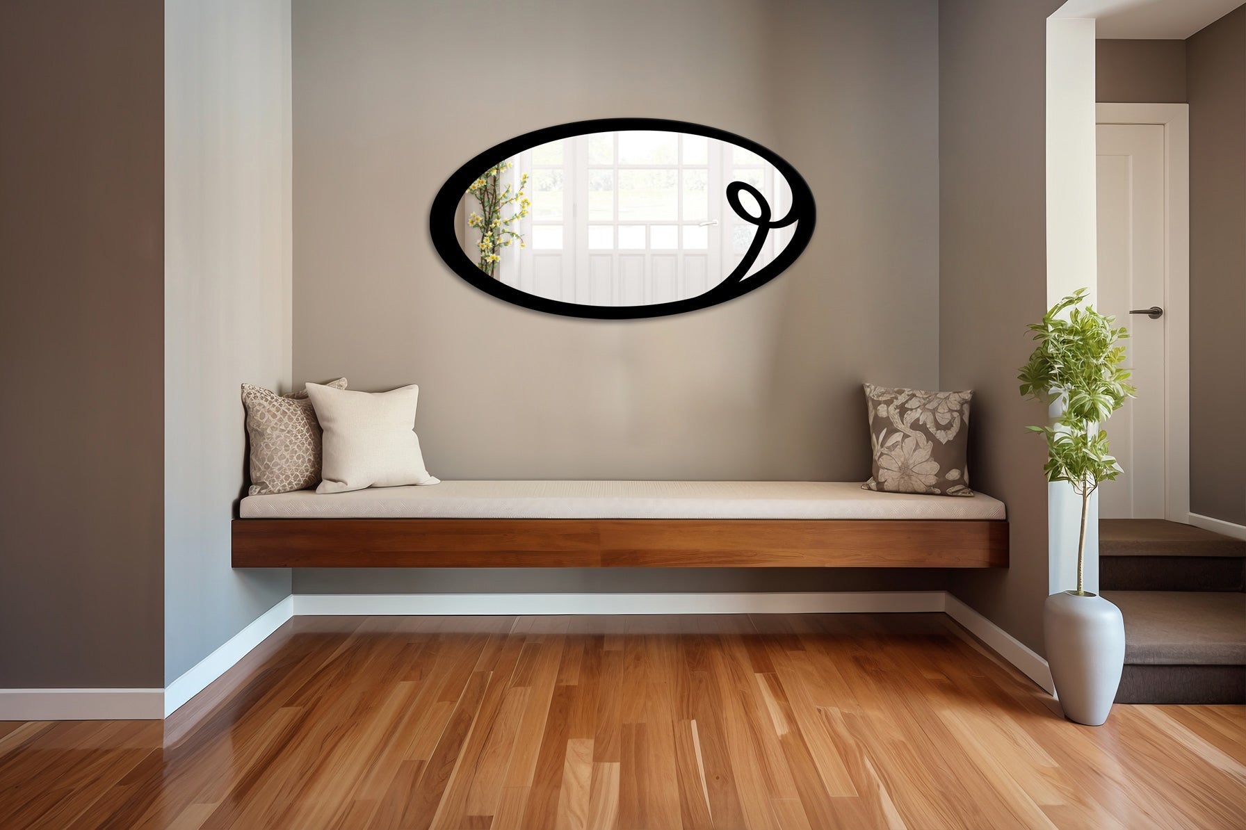 Specchio infrangibile in PVC alta densità modello PRISCILLA colore nero misura 70x35 cm Misura: 70x35 cm