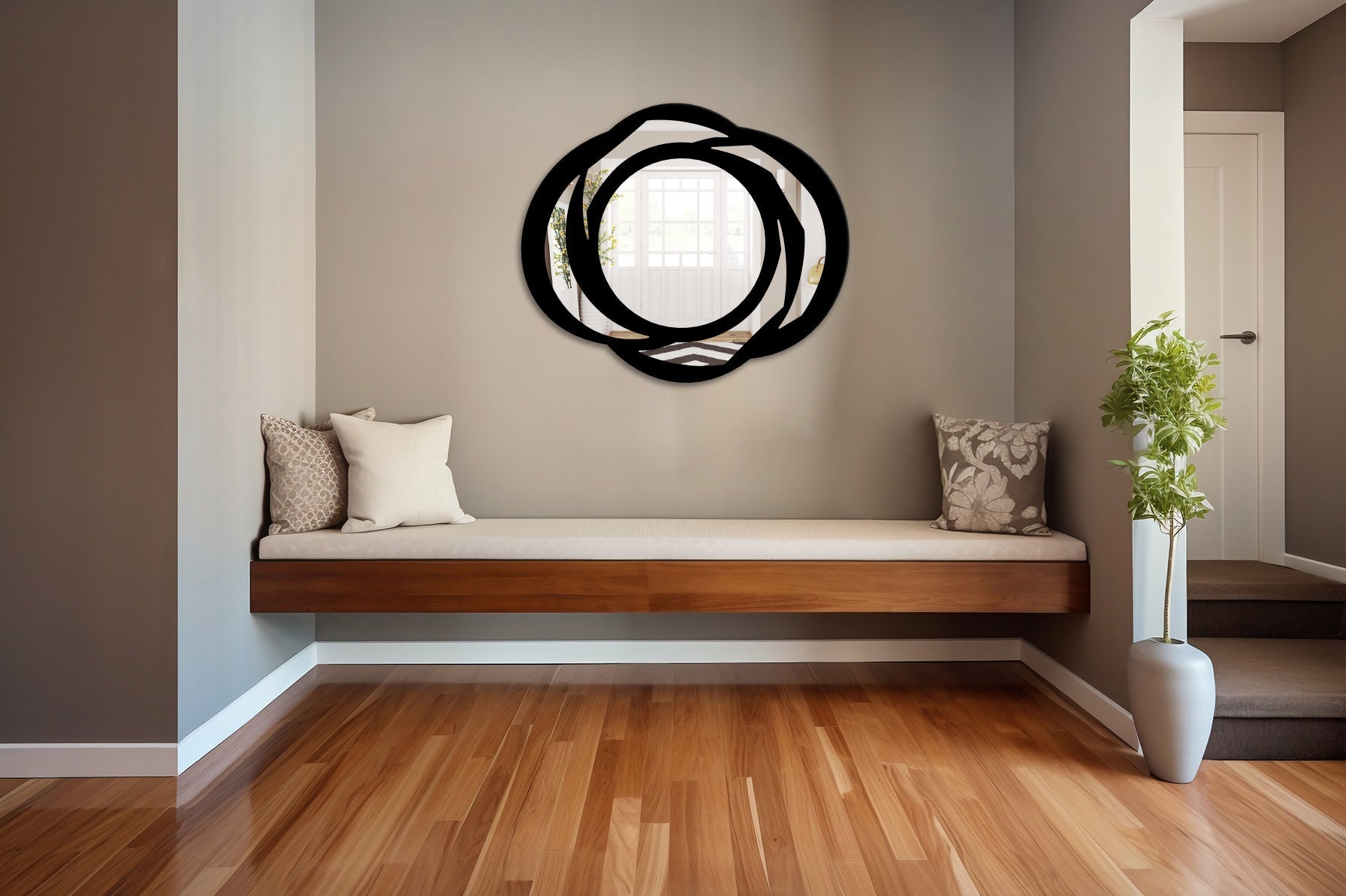 Specchio infrangibile in PVC alta densità modello VORTEX colore nero misura 70x60 cm Misura: 70x60 cm