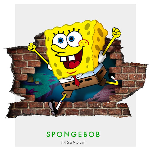 SPONGEBOB - Adesivi murali parete 3D wall sticker cameretta bimbi Misura: 150x100 cm