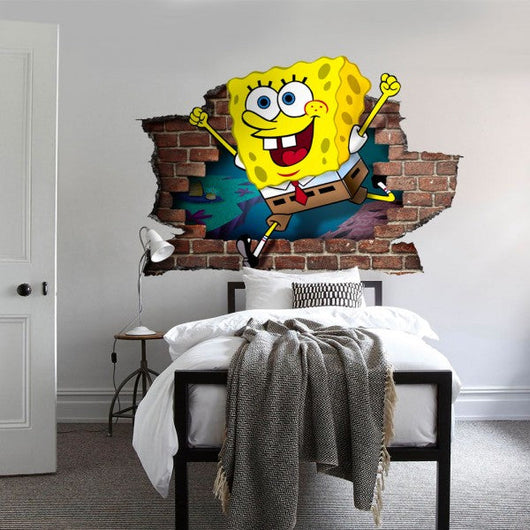 SPONGEBOB - Adesivi murali parete 3D wall sticker cameretta bimbi Misura: 150x100 cm
