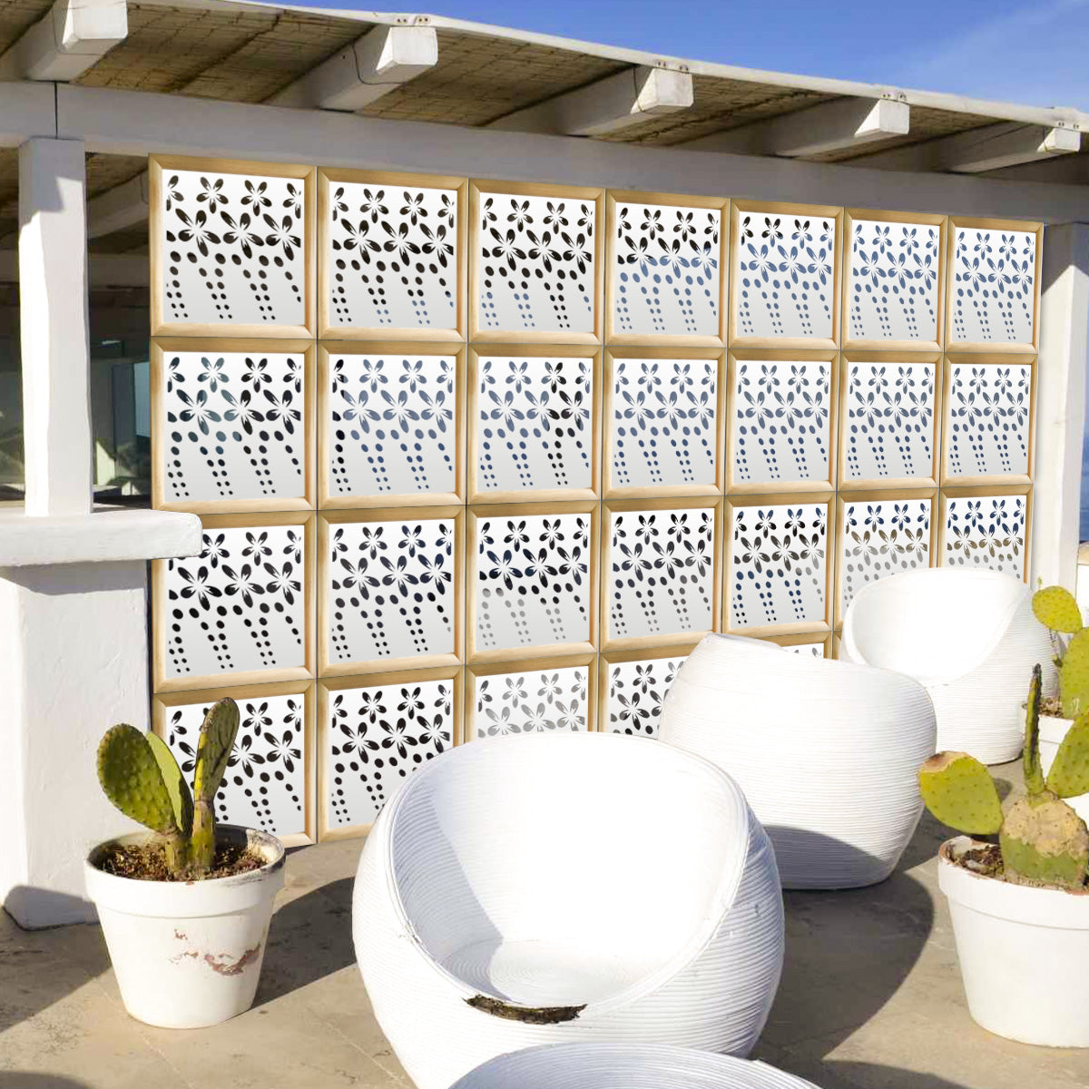 SPRING - Moduli Decorativi in Legno e PVC Misura: 48x48 cm, Colore: bianco