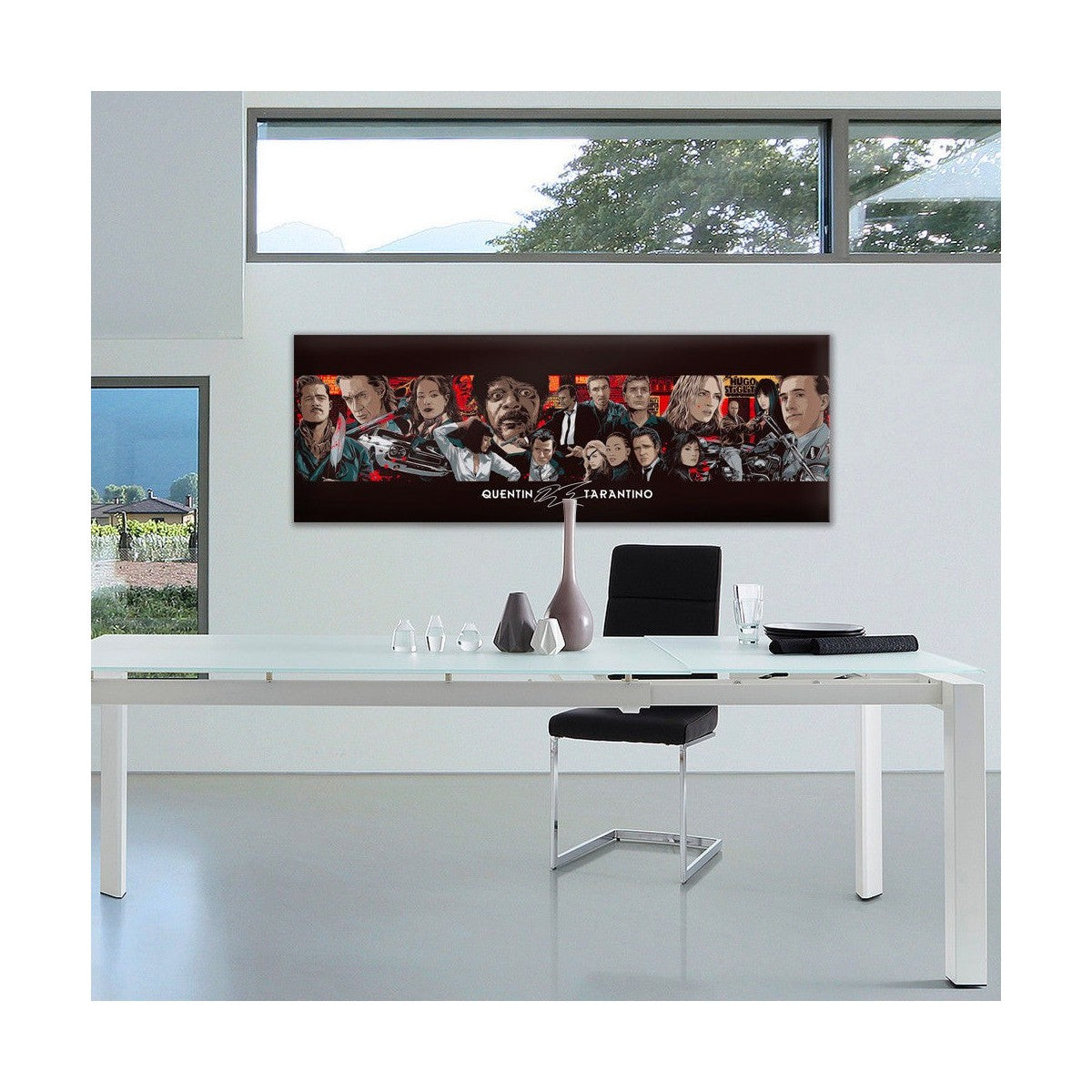 Stampa su Canvas montata su telaio in legno -soggetto Quentin Tarantino Misura: 140x50 cm