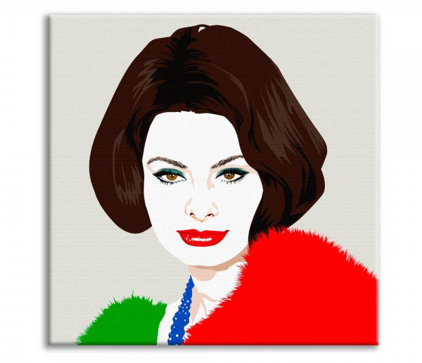 Stampa su tela Sofia Loren Quadro Canvas su telaio in legno Misura: 130x130 cm