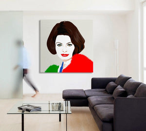 Stampa su tela Sofia Loren Quadro Canvas su telaio in legno Misura: 130x130 cm
