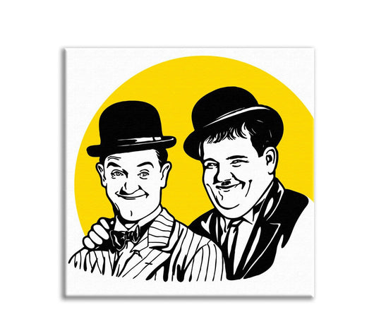 Stampa su tela Stanlio e Ollio Quadro Canvas su telaio in legno Misura: 80x80 cm