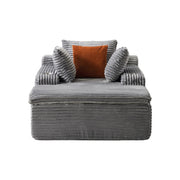 Chaise longue pieghevole - con cuscini; coperta 2 in 1 e portabicchieri - in velluto a coste - grigio - 165 × 112 × 63 cm