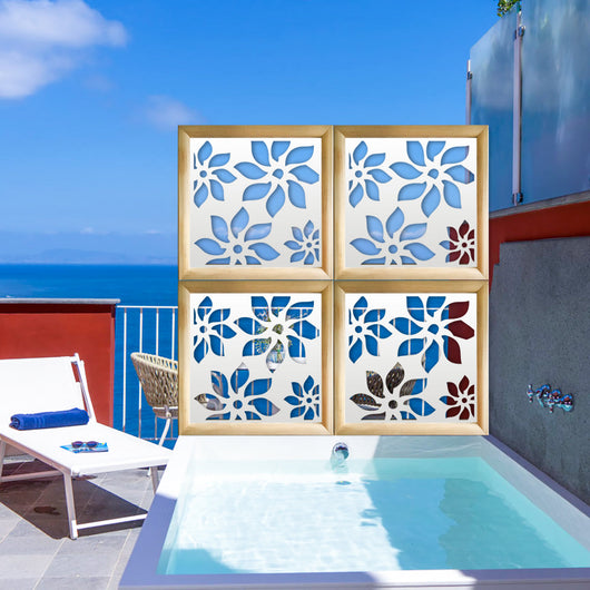 SUNFLOWERS - Moduli Decorativi in Legno e PVC Misura: 73x73 cm, Colore: bianco