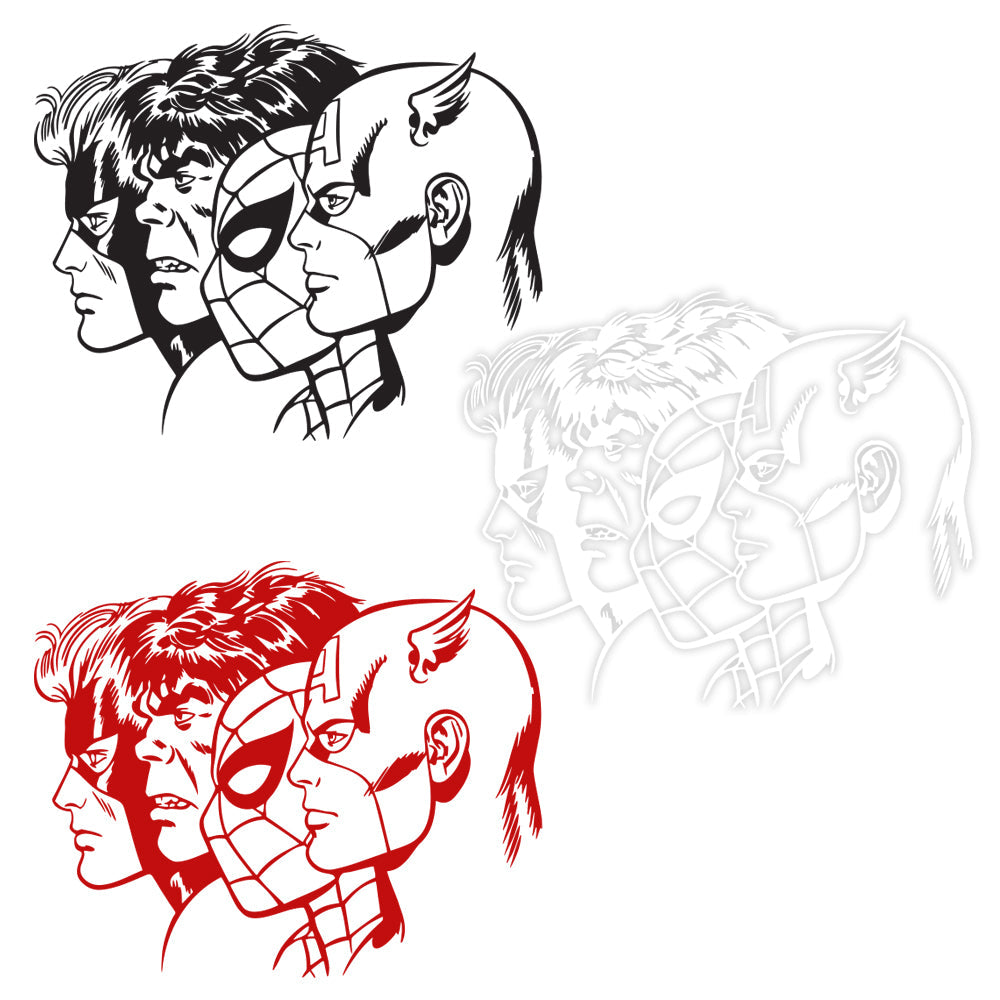 SUPER HEROES - Adesivo murale wall sticker in vinile 55x65 cm Colore: nero