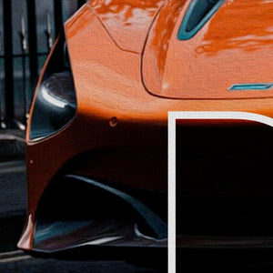 SUPERCAR - ORANGE - THINK BIG - Quadro stampato su Canvas e montato su telaio in legno Misura: 50x70 cm