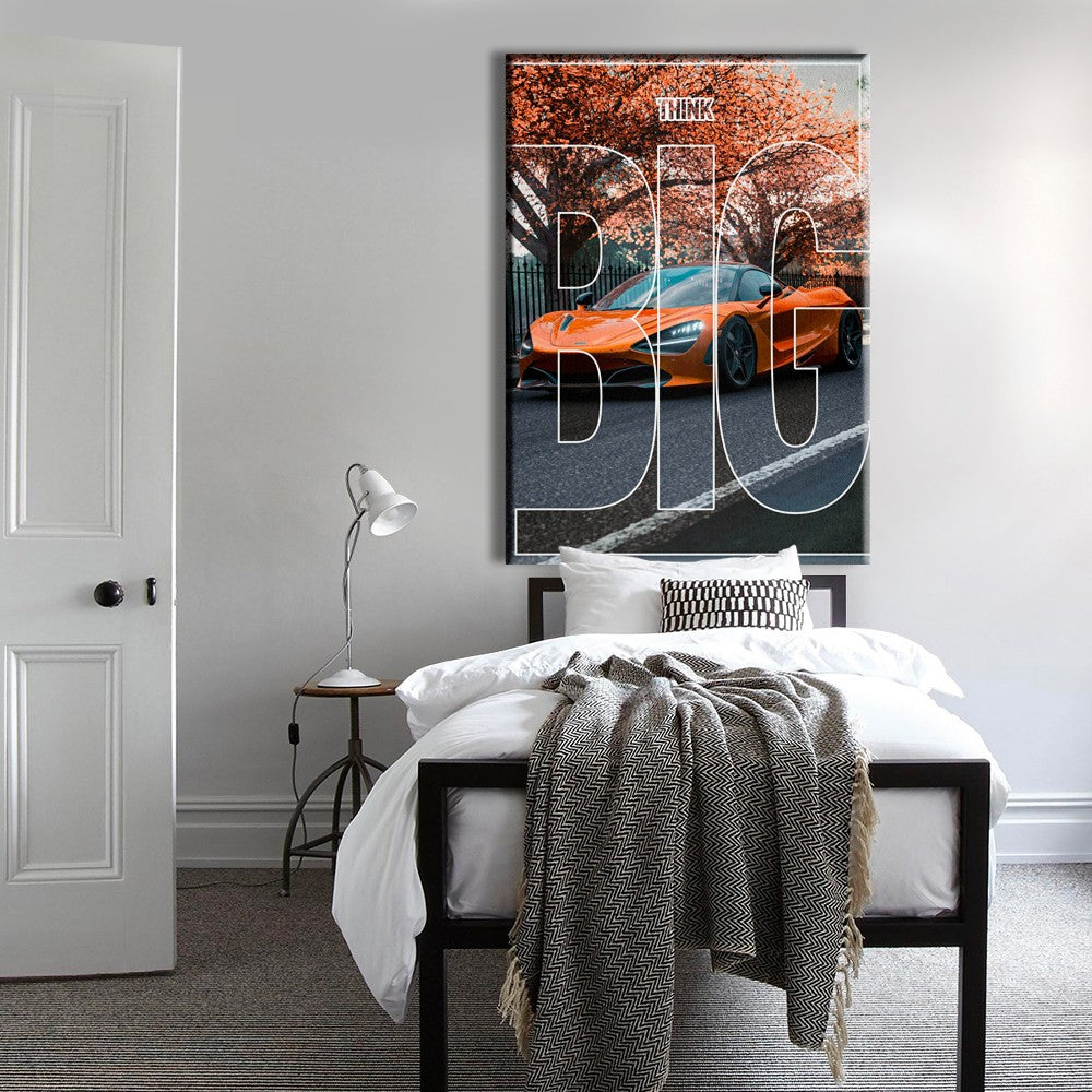 SUPERCAR - ORANGE - THINK BIG - Quadro stampato su Canvas e montato su telaio in legno Misura: 70x100 cm