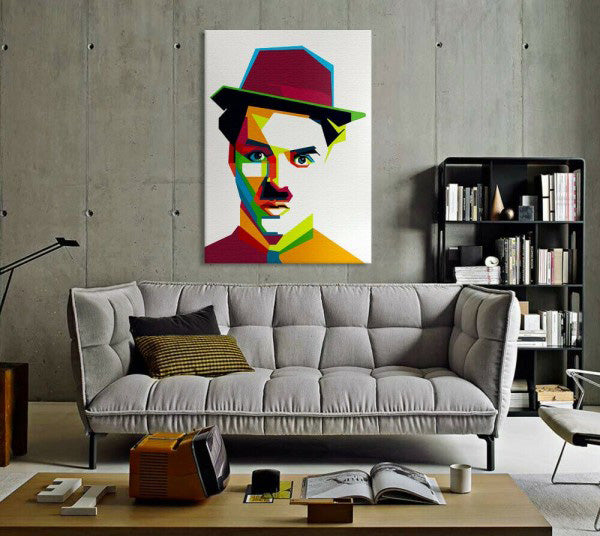 Tela arredo CHARLIE CHAPLIN pop art, - stampa su tela in alta definizione Misura: 70x100 cm