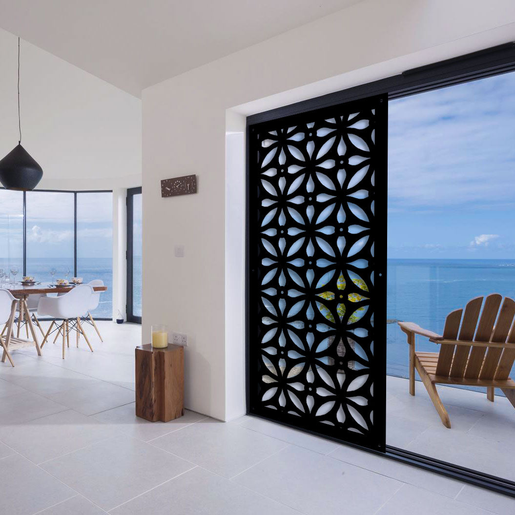 TELLY - Pannello in PVC traforato - Parasole Misura: 50x150 cm, Colore: nero