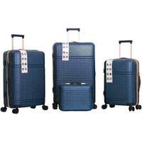 Set 4 Valigie Rigide in ABS da Viaggio Blu con Ruote Easy Roll e Beauty Case