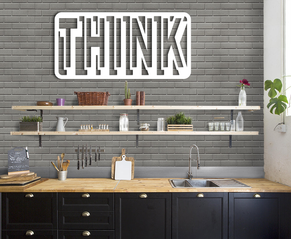 THINK - Quadro moderno in pvc solido 48 x 95 cm Colore: bianco