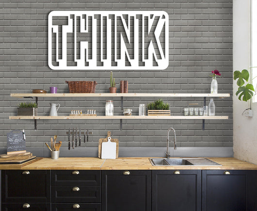 THINK - Quadro moderno in pvc solido 48 x 95 cm Colore: bianco
