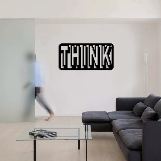 THINK - Quadro moderno in pvc solido 48 x 95 cm Colore: nero