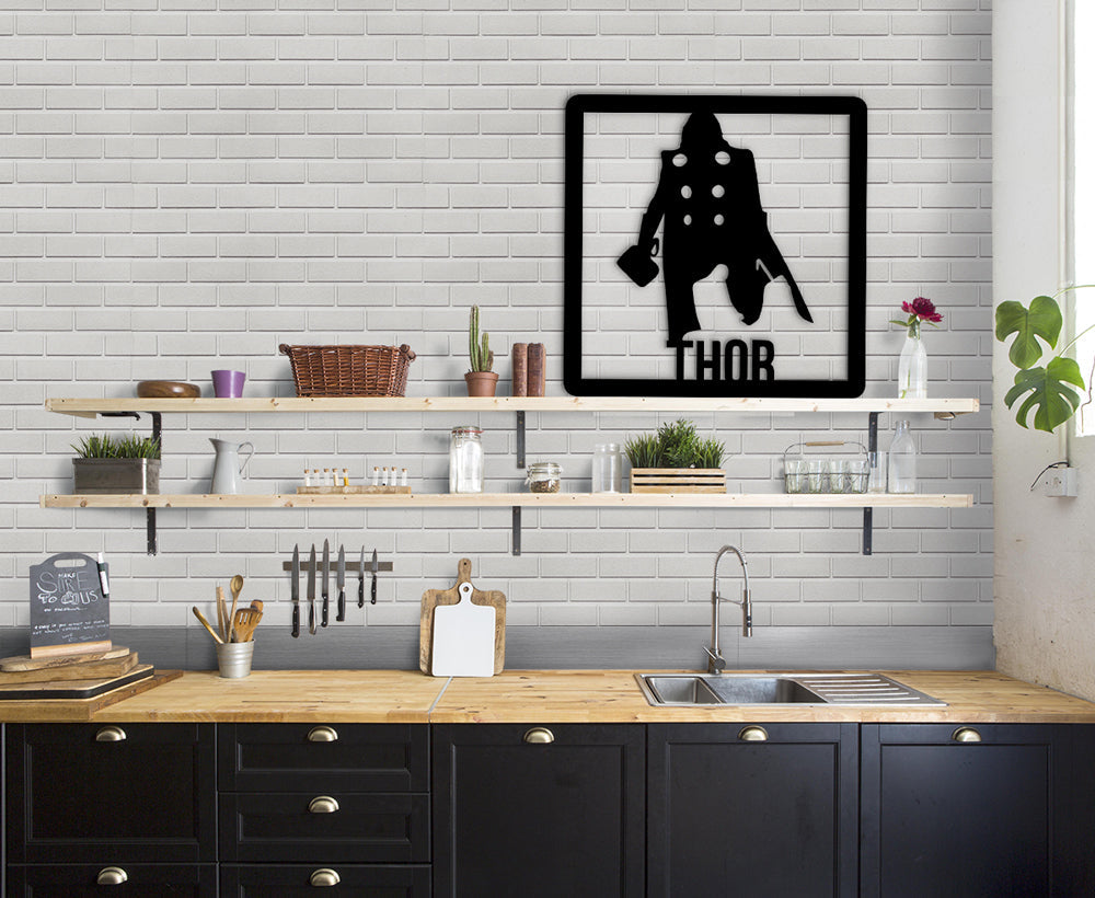 THOR - Quadro moderno in pvc solido 48 x 48cm Colore: nero