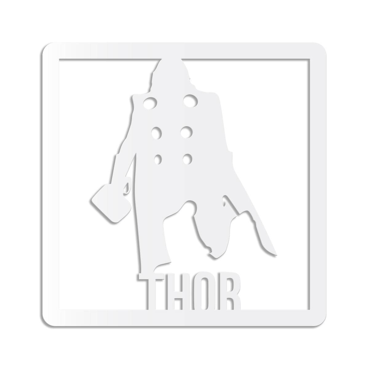 THOR - Quadro moderno in pvc solido 48 x 48cm Colore: bianco