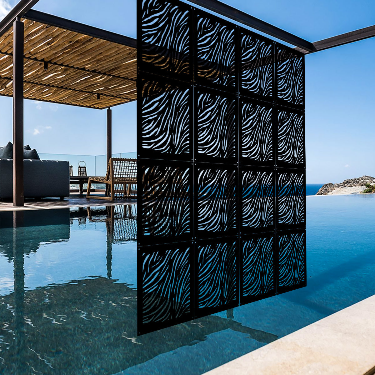 TIGER - Pannello in PVC traforato - Parasole Colore: nero, Misura: 98x98 cm