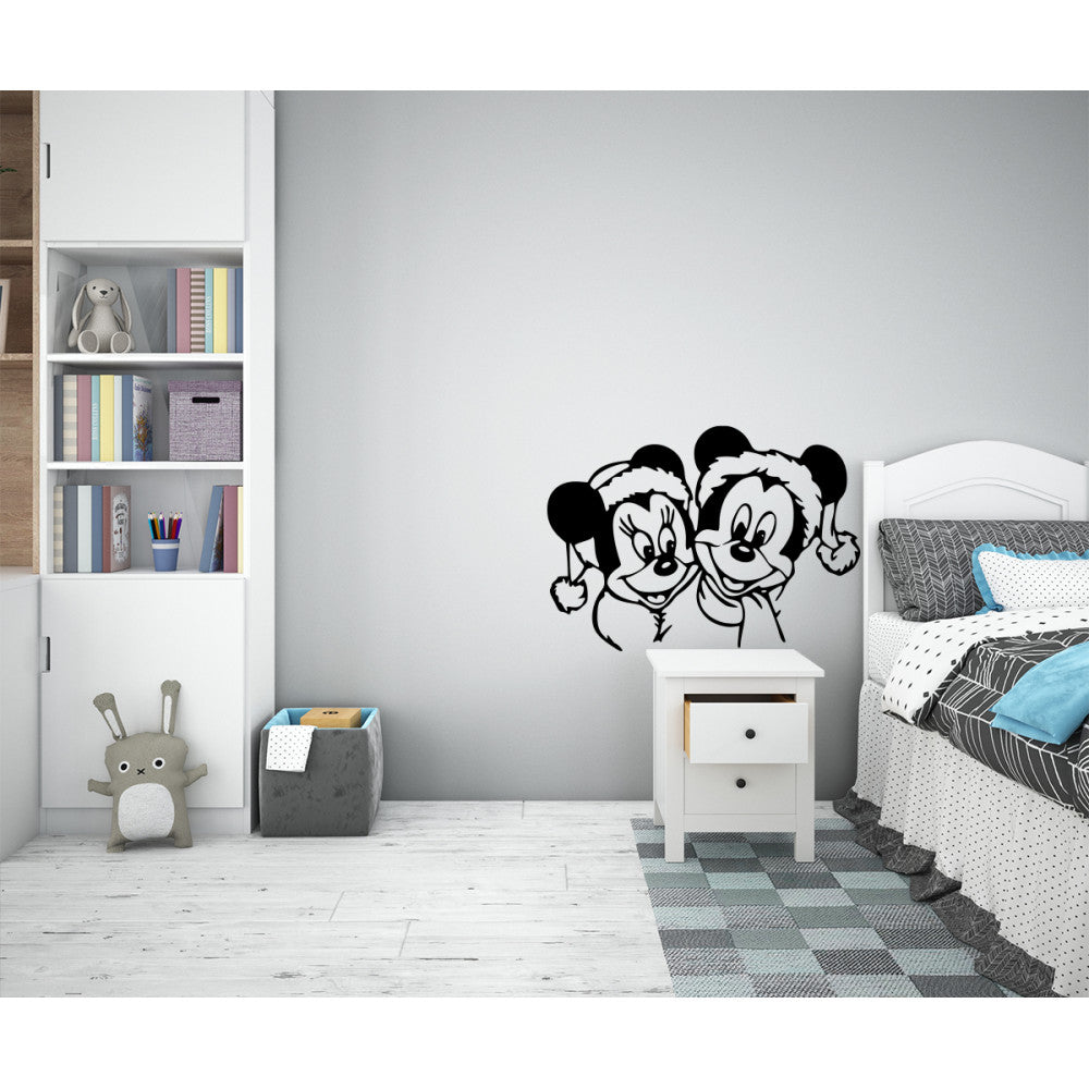 TOPOLINO E TOPOLINA - Adesivo murale wall sticker in vinile 55x80 cm Colore: nero