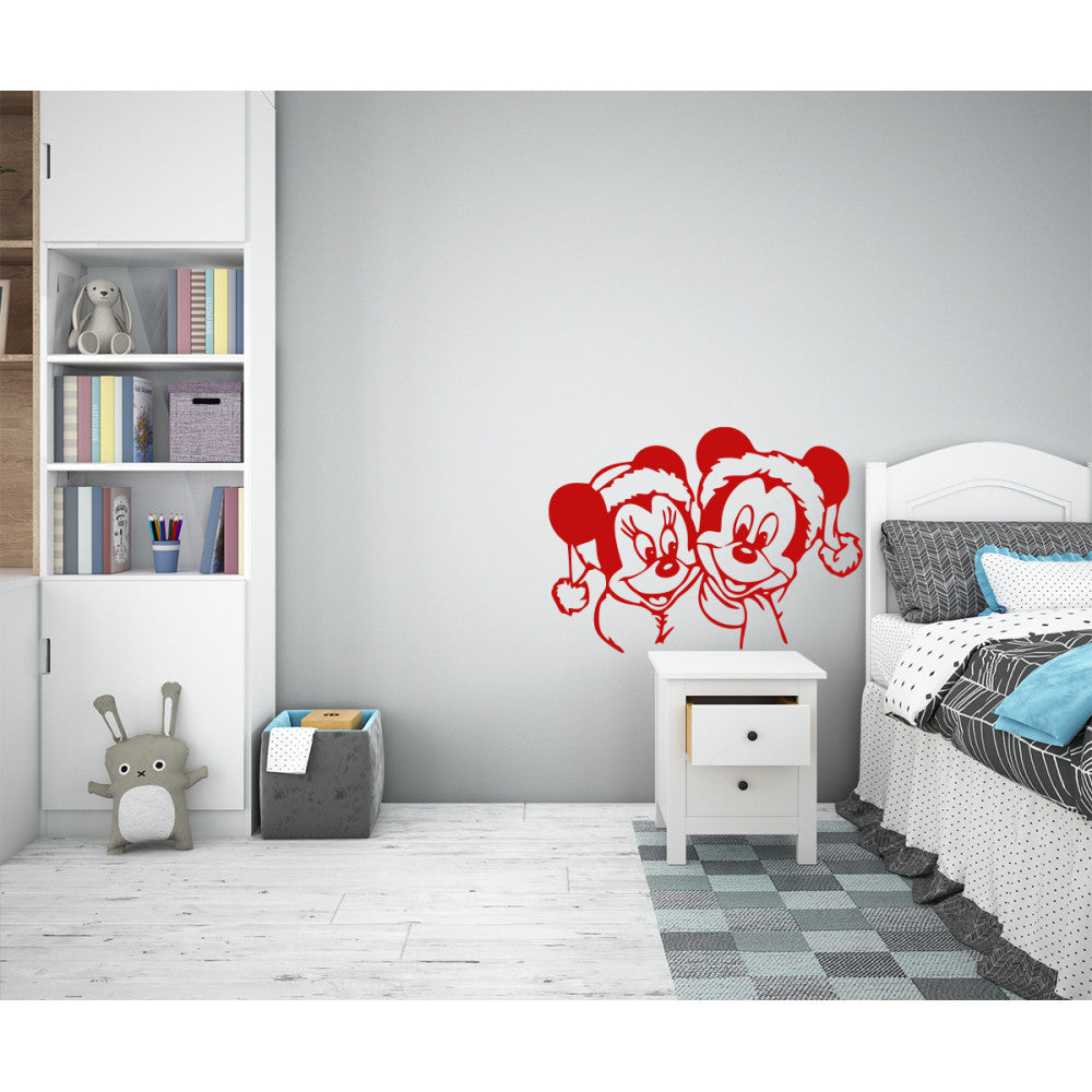 TOPOLINO E TOPOLINA - Adesivo murale wall sticker in vinile 55x80 cm Colore: Rosso