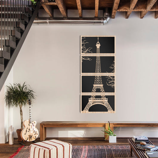 TOUR EIFFEL 110x50 cm - Quadro arredo LASERCUT composito Legno e PVC Misura: 110x50 cm