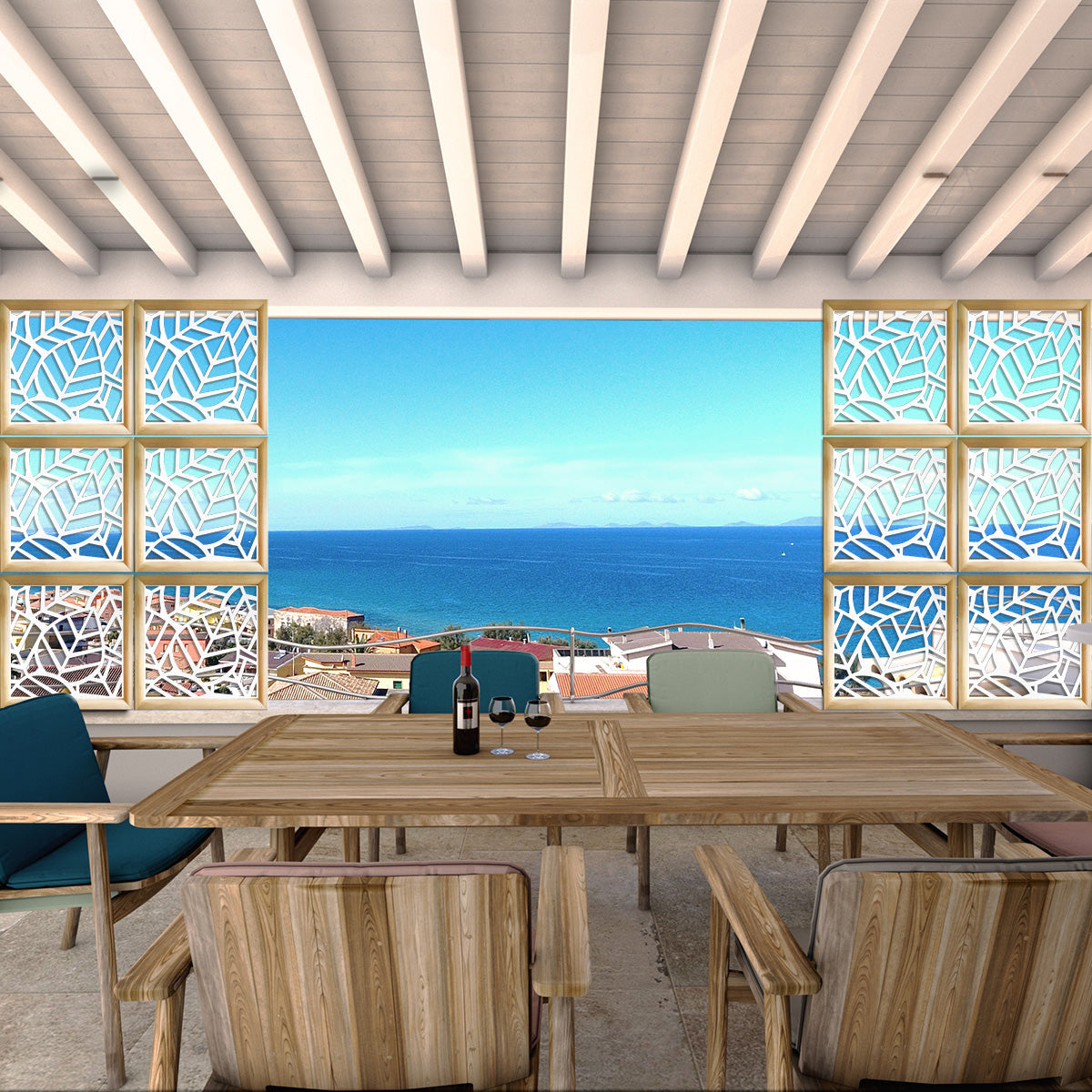 TROPICA - Moduli Decorativi in Legno e PVC Colore: bianco, Misura: 98x98 cm