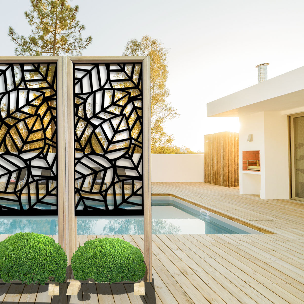 TROPICA - Separè  - Paravento modulabile - 70x190cm - in Legno e PVC Colore: nero