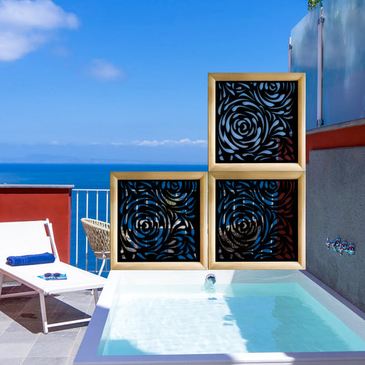 TYPHOON - Moduli Decorativi in Legno e PVC Misura: 73x73 cm, Colore: nero