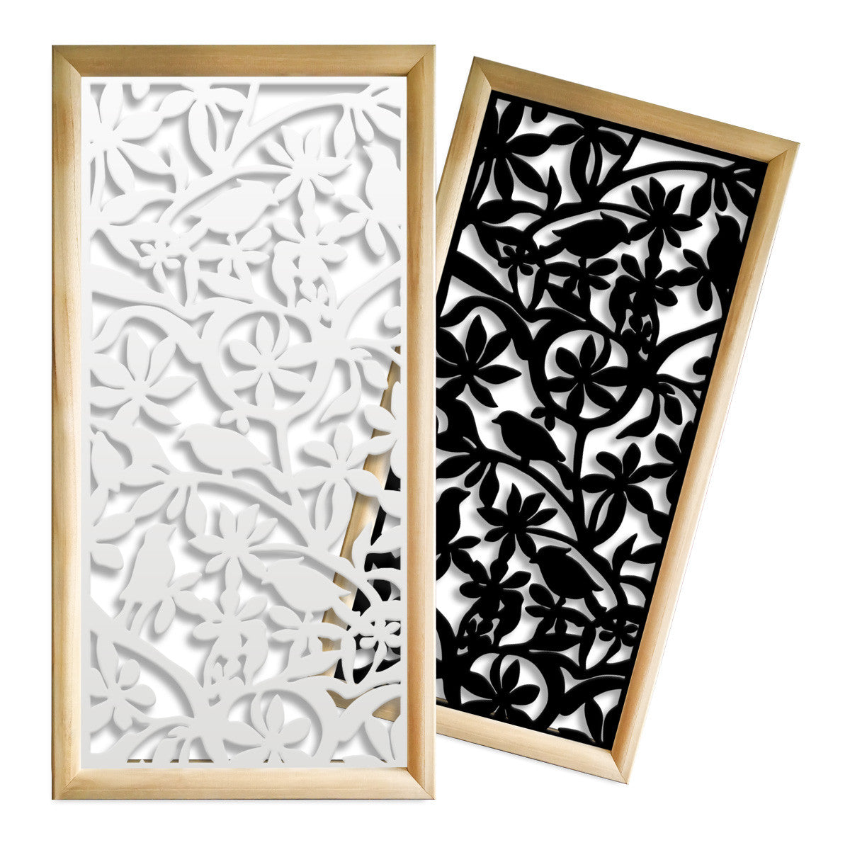 UCCELLINI - Moduli Decorativi in Legno e PVC Misura: 47x94 cm, Colore: bianco