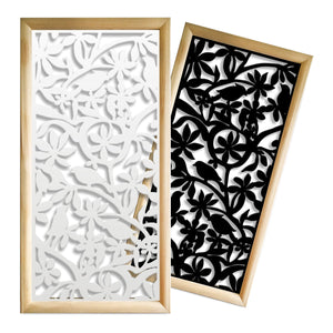 UCCELLINI - Moduli Decorativi in Legno e PVC Misura: 47x94 cm, Colore: bianco