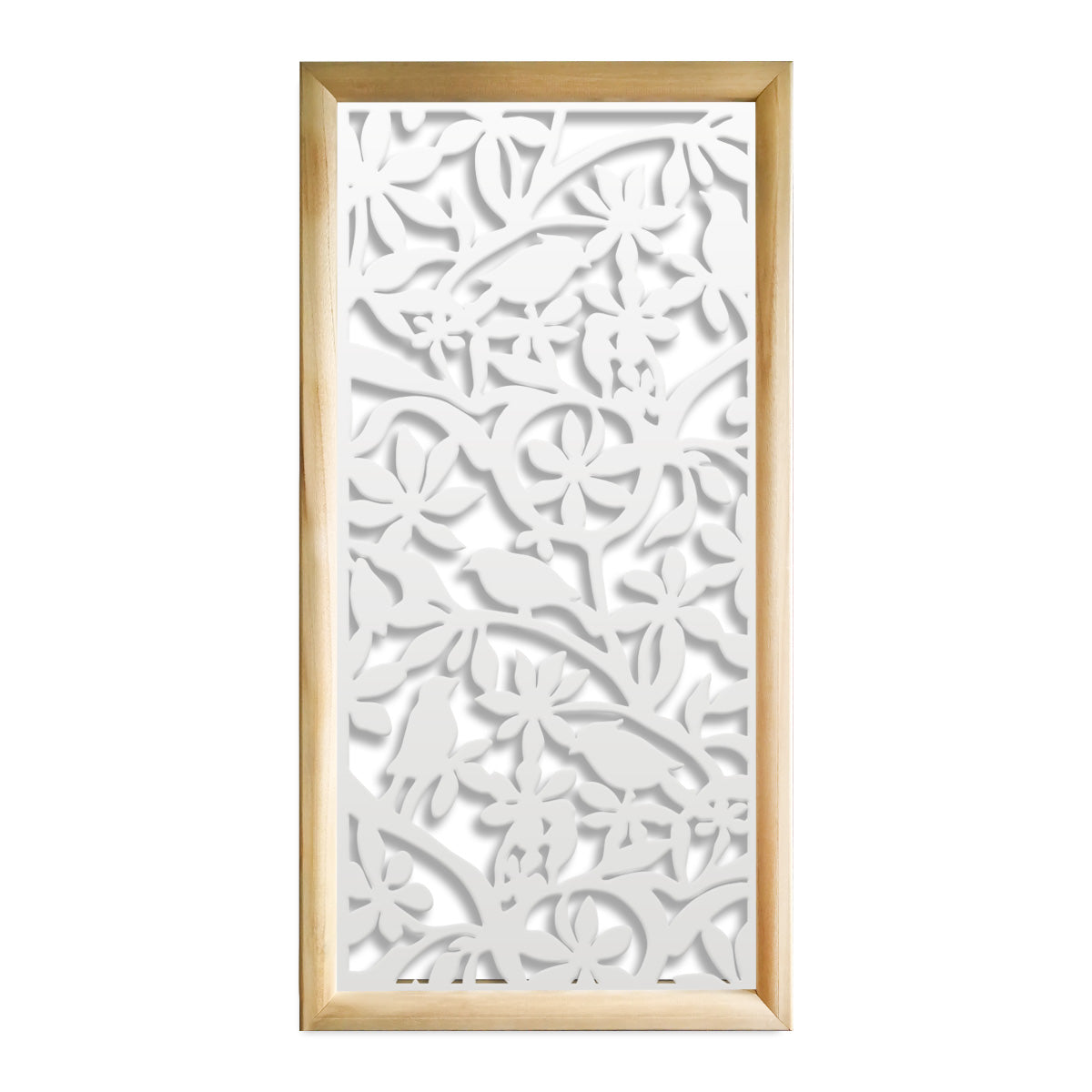 UCCELLINI - Moduli Decorativi in Legno e PVC Misura: 47x94 cm, Colore: bianco