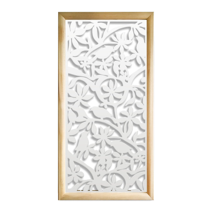 UCCELLINI - Moduli Decorativi in Legno e PVC Misura: 47x94 cm, Colore: bianco