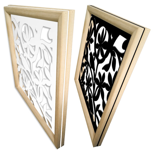 UCCELLINI - Moduli Decorativi in Legno e PVC Misura: 48x48 cm, Colore: nero