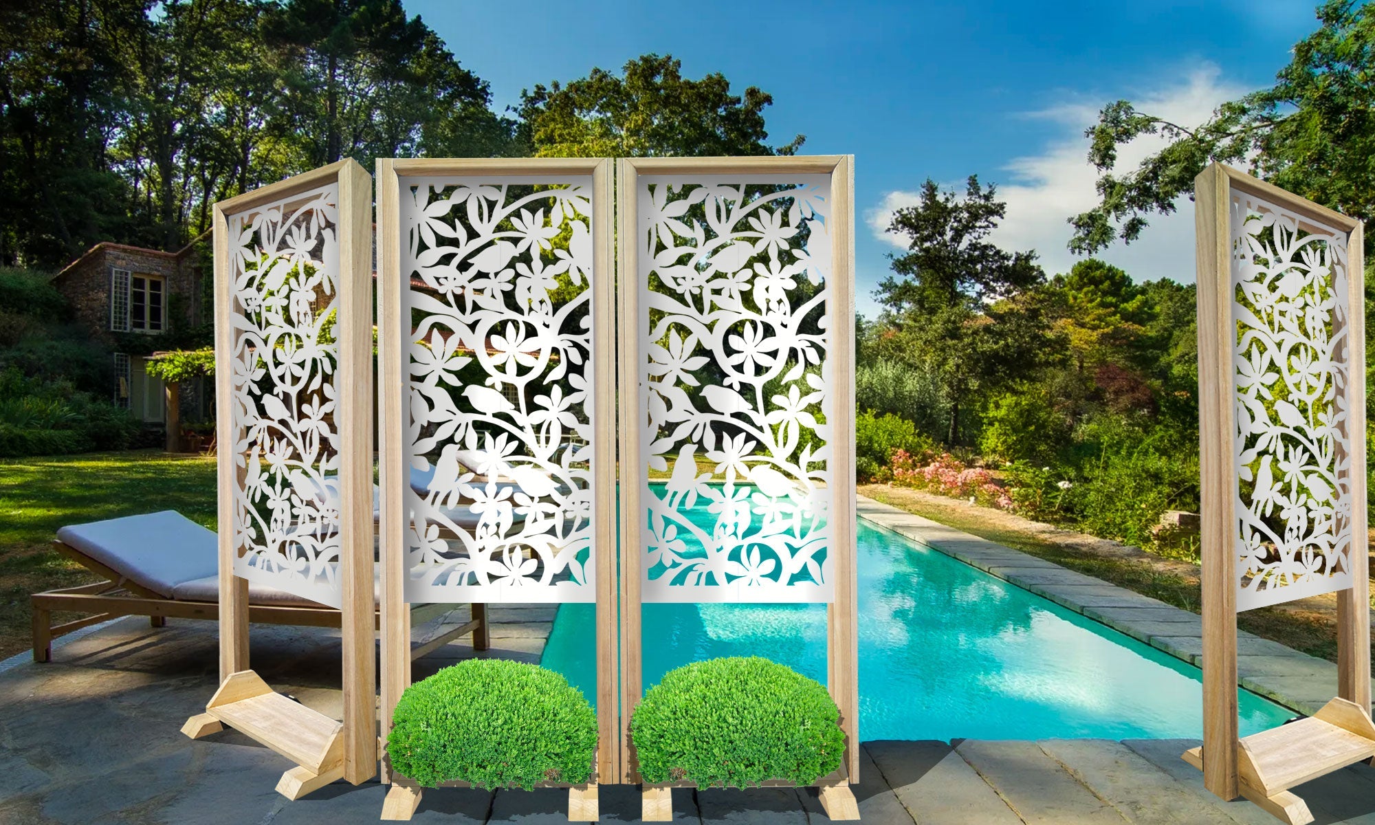 UCCELLINI - Separè - Paravento modulabile - 70x190cm - in Legno e PVC Colore: bianco