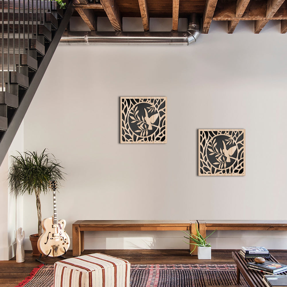 ULIVO - Quadro arredo LASERCUT composito Legno e PVC Misura: 40x40 cm